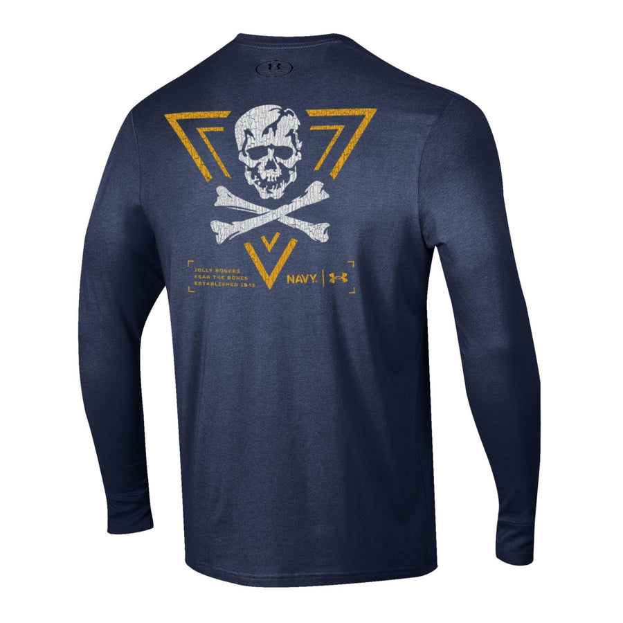 Navy Under Armour 2024 Rivalry Jolly Rogers Fear the Bones Triangle Long Sleeve T-Shirt (Navy)