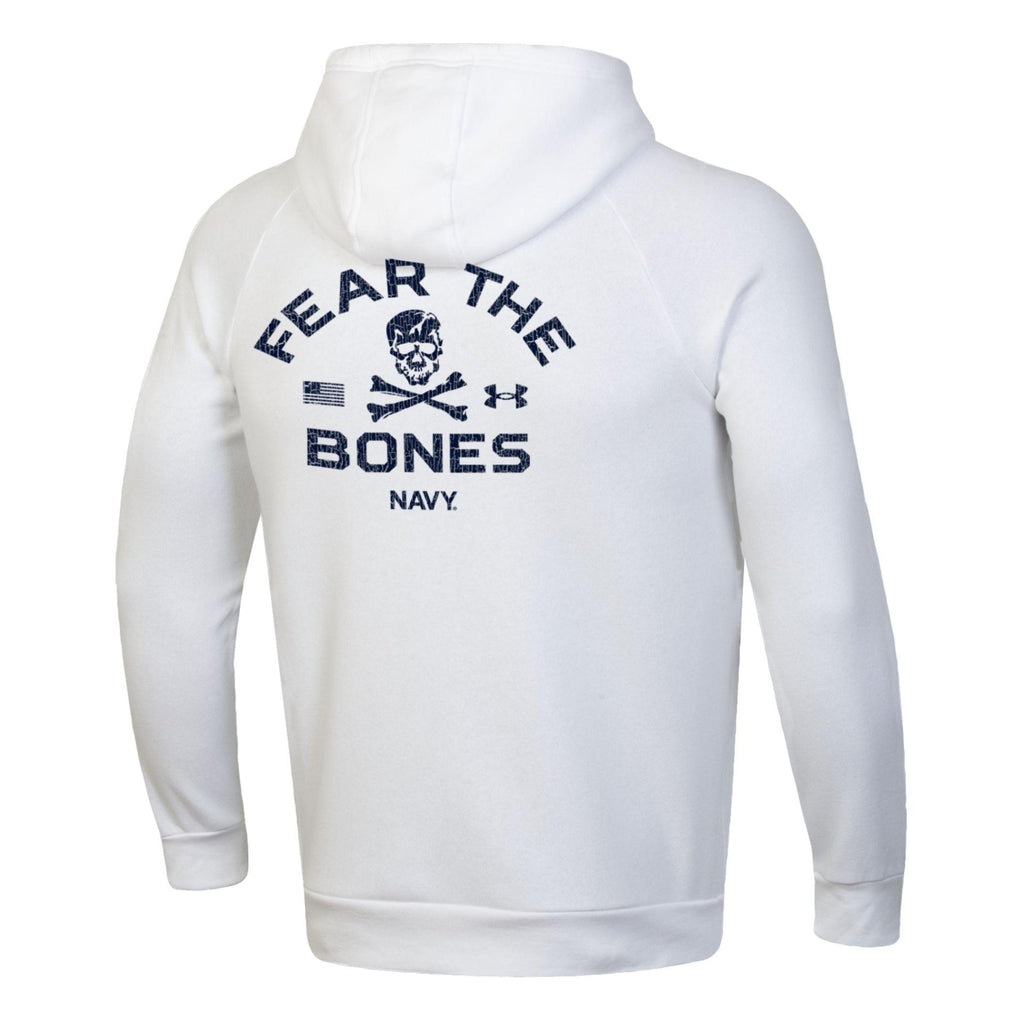 Navy Under Armour 2024 Rivalry 2-Sided Fear the Bones Fleece Hood (White)