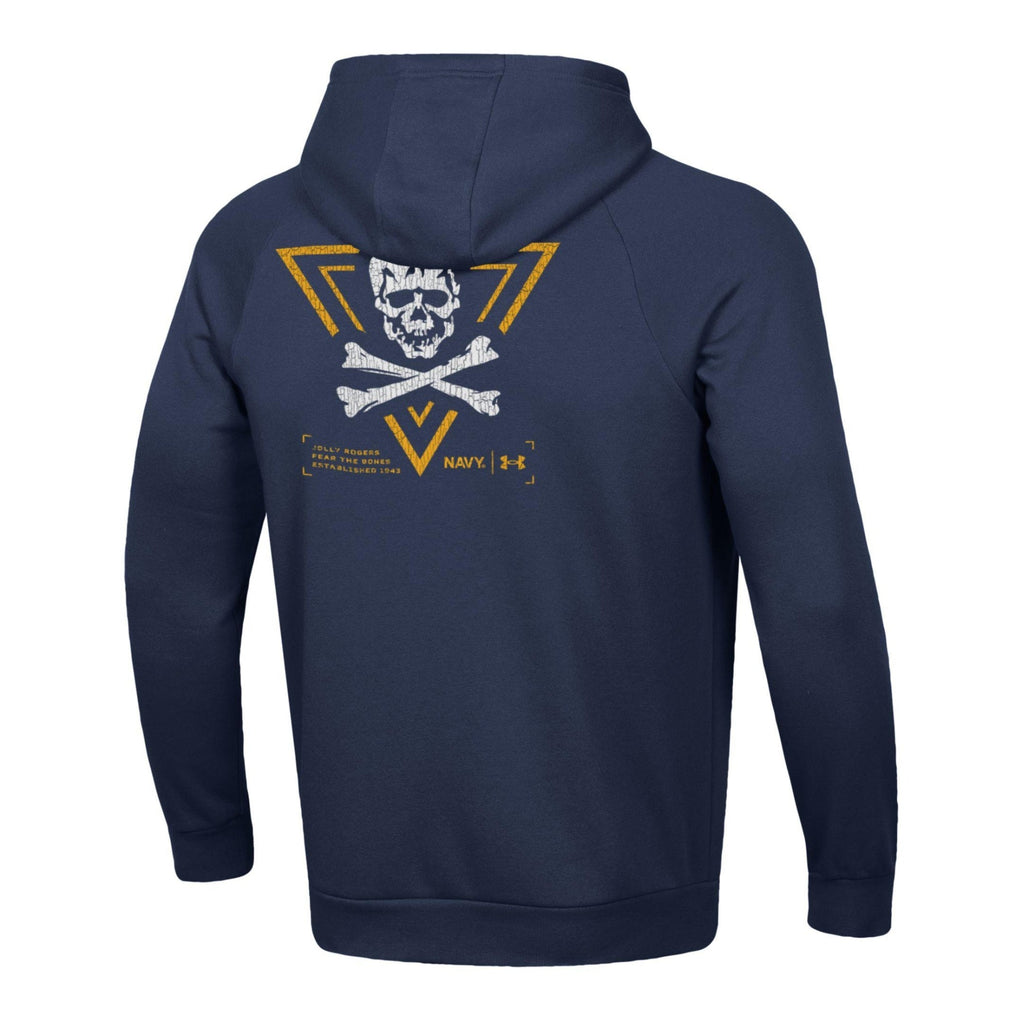 Navy Under Armour 2024 Rivalry 2-Sided Jolly Rogers Fear the Bones Triangle Fleece Hood (Navy)