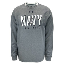 Load image into Gallery viewer, Navy Under Armour Gameday Double Knit Fleece Crewneck (Grey)