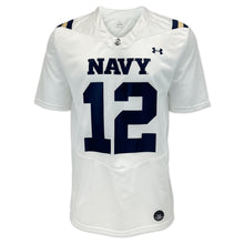 Load image into Gallery viewer, Navy Under Armour 2024 Sideline Replica #12 Football Jersey (White)