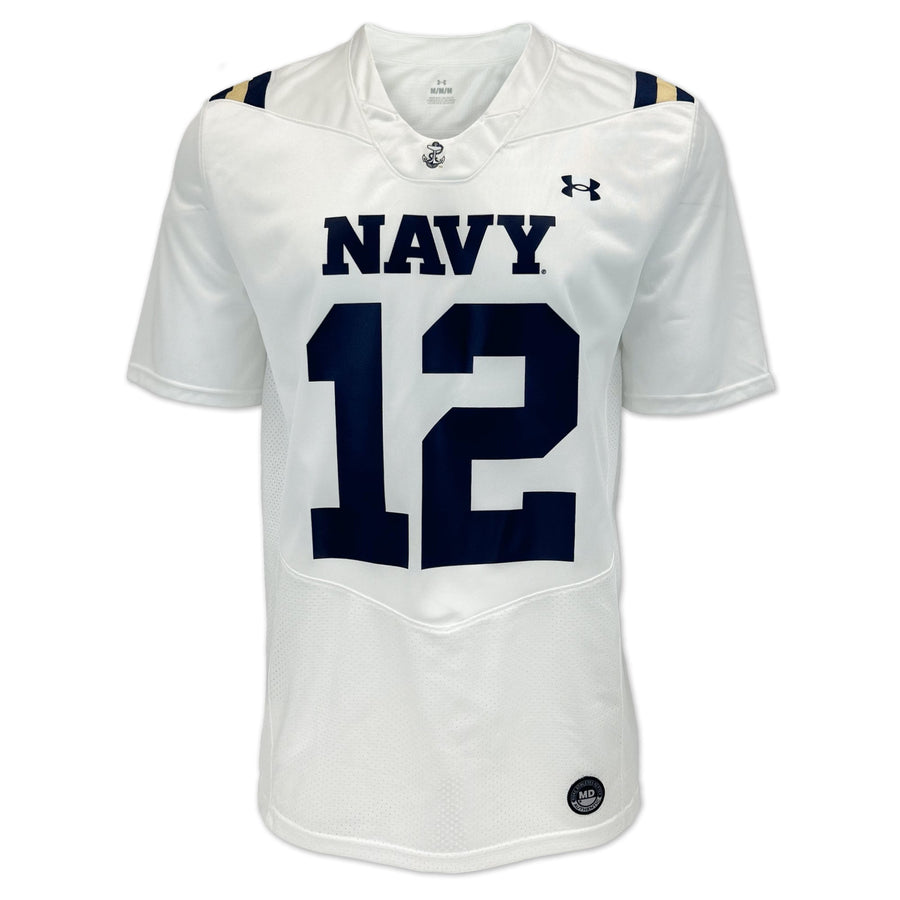 Navy Under Armour 2024 Sideline Replica #12 Football Jersey (White)