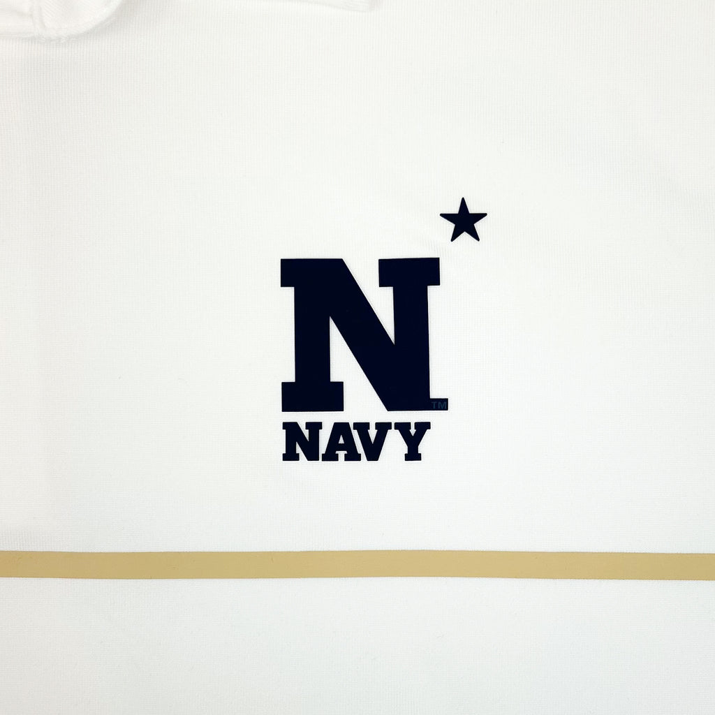 Navy Under Armour Sideline Playoff Chest Stripe Polo (White)