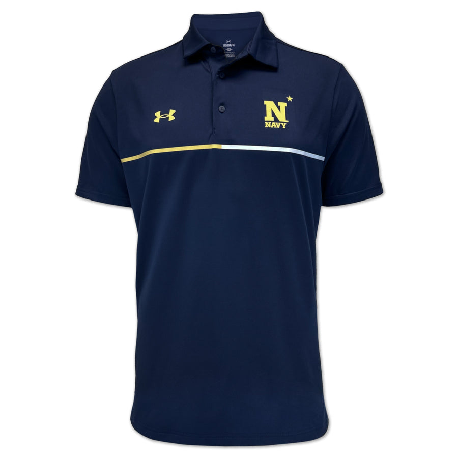 Navy Under Armour Sideline Playoff Chest Stripe Polo (Navy)