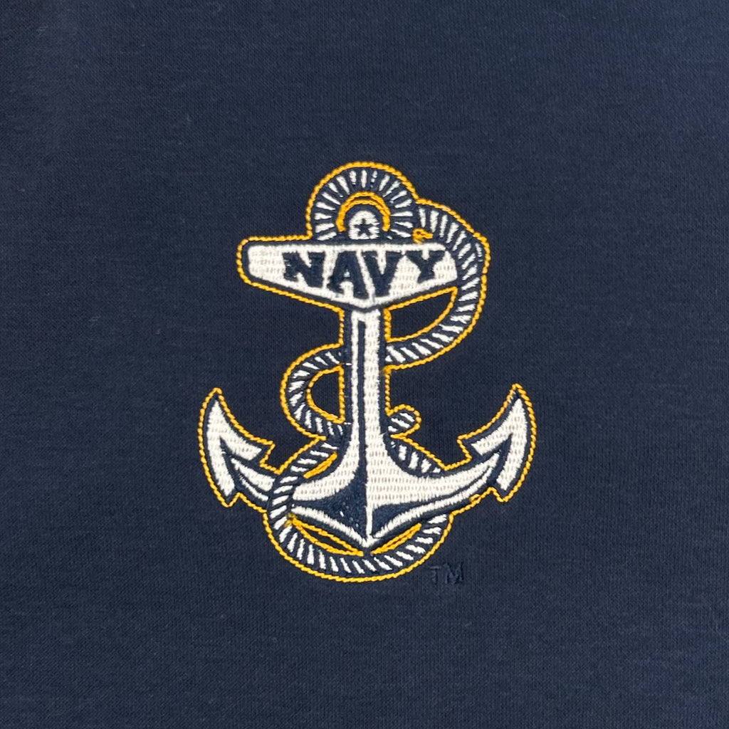 Navy Anchor Tackle Twill Embroidered Fleece Hood (Navy)