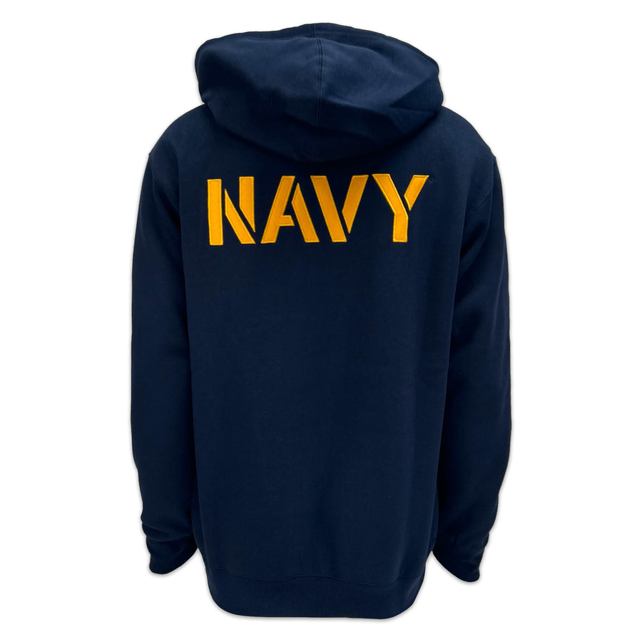 Navy Anchor Tackle Twill Embroidered Fleece Full Zip Hood (Navy)