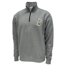 Load image into Gallery viewer, Navy Anchor Tackle Twill Embroidered Fleece Quarter Zip (Grey)