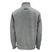 Load image into Gallery viewer, Navy Anchor Tackle Twill Embroidered Fleece Quarter Zip (Grey)