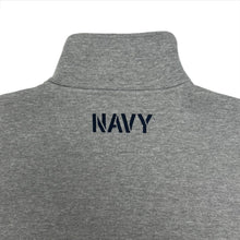 Load image into Gallery viewer, Navy Anchor Tackle Twill Embroidered Fleece Quarter Zip (Grey)