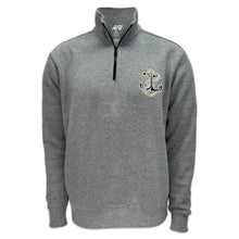 Load image into Gallery viewer, Navy Anchor Tackle Twill Embroidered Fleece Quarter Zip (Grey)