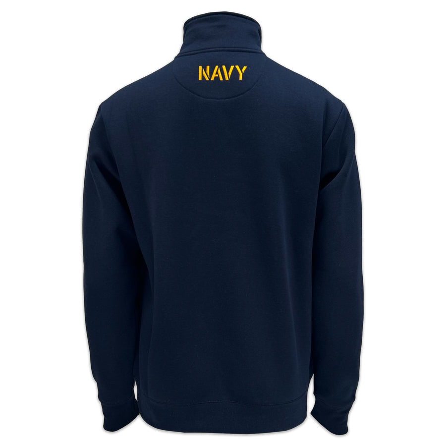 Navy Anchor Tackle Twill Embroidered Fleece Quarter Zip (Navy)