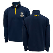 Load image into Gallery viewer, Navy Anchor Tackle Twill Embroidered Fleece Quarter Zip (Navy)