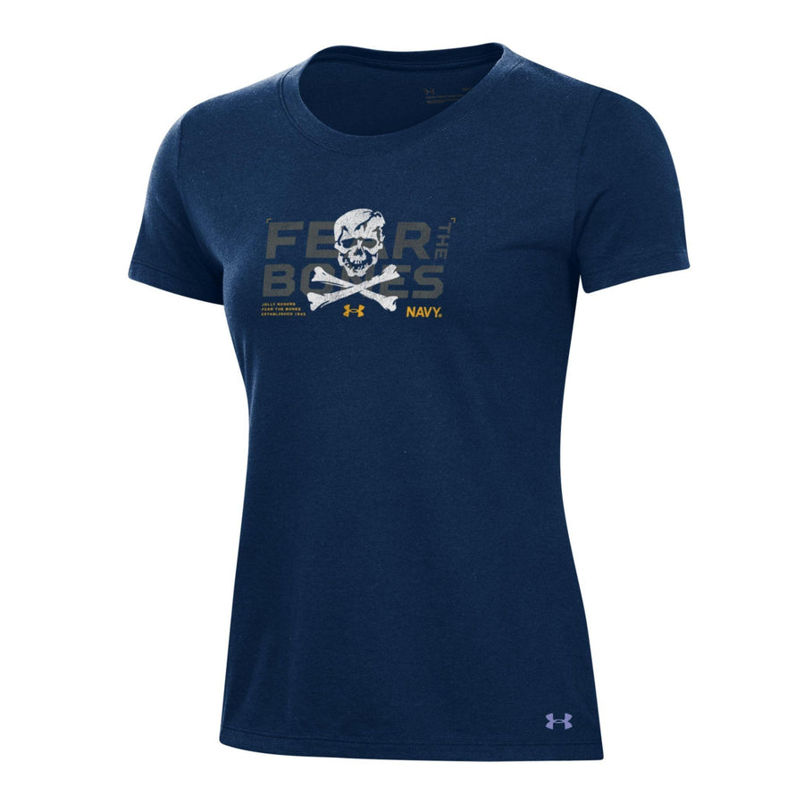 Navy Ladies Under Armour 2024 Rivalry Fear the Bones Skull T-Shirt (Navy)