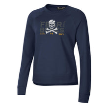 Load image into Gallery viewer, Navy Ladies Under Armour 2024 Rivalry Fear the Bones Skull Fleece Crewneck (Navy)