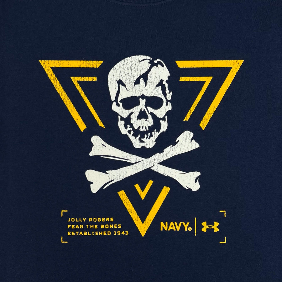 Navy Youth Under Armour 2024 Rivalry Jolly Rogers Fear the Bones Triangle T-Shirt (Navy)