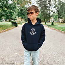 Load image into Gallery viewer, Navy Youth Anchor Logo Hood