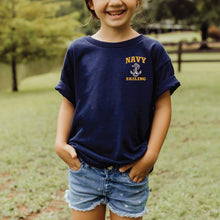 Load image into Gallery viewer, Navy Youth Anchor Sailing T-Shirt