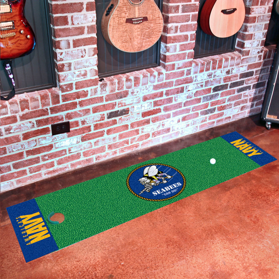 NAVY SEABEES GOLF PUTTING GREEN MAT (18" X72")