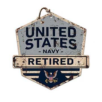 Rustic Badge Retired Sign Navy*