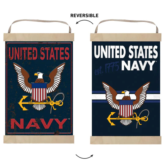 Navy Faux Rusted Reversible Banner*