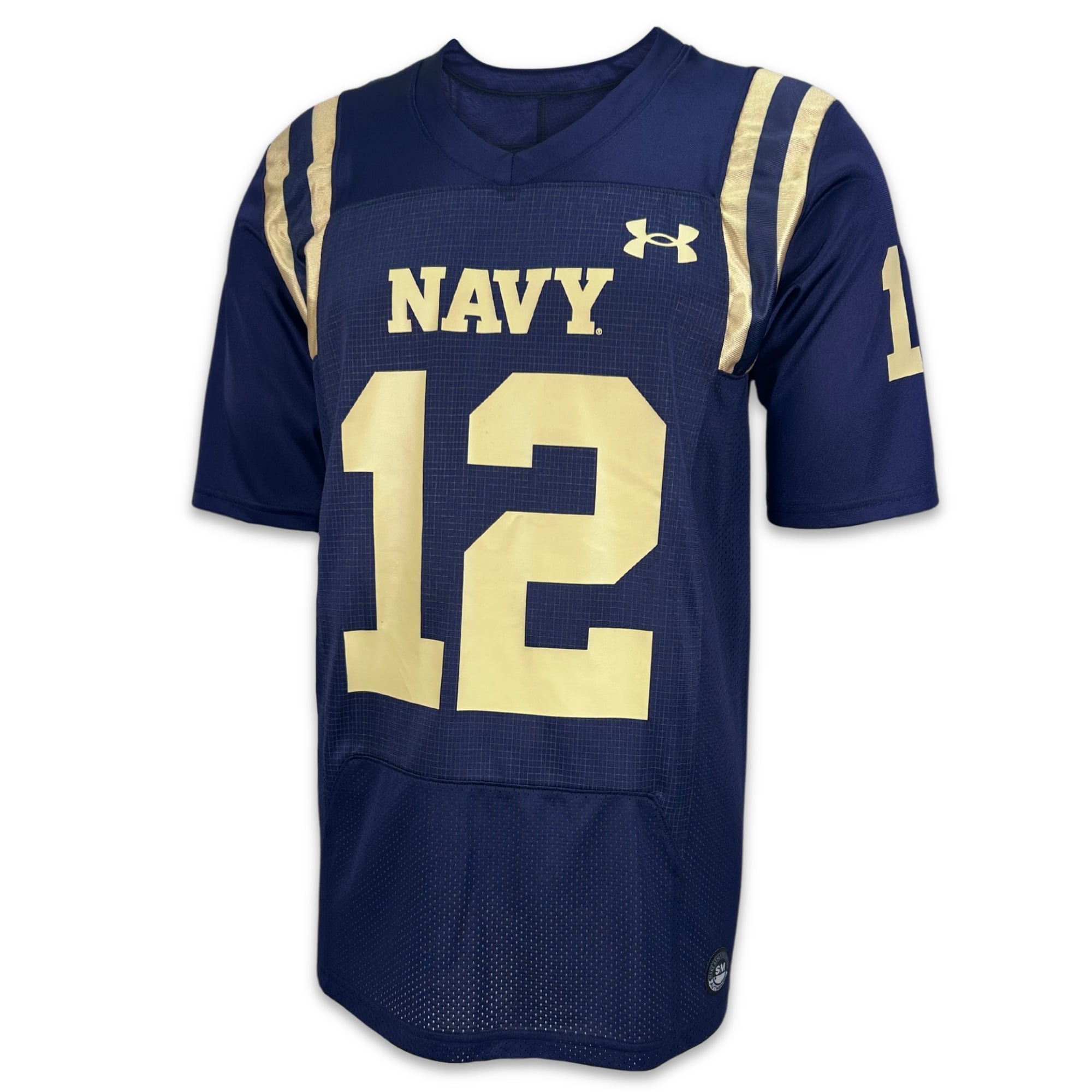 Navy Under Armour Sideline Replica #12 Football Jersey (Navy), 2XL