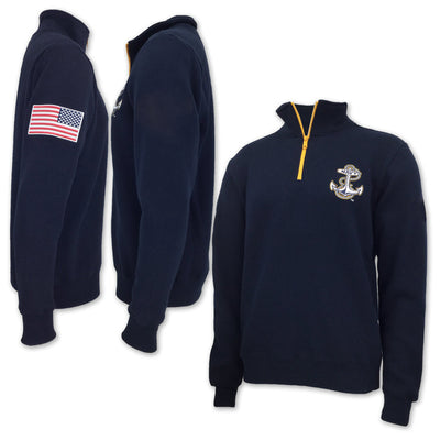 U.S. Navy Sweatshirts: Navy Anchor Embroidered Fleece 1/4 Zip in Navy