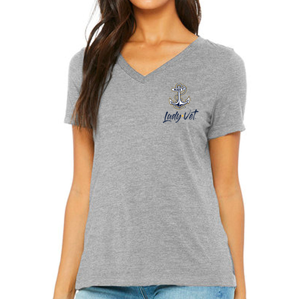 Navy Lady Vet Left Chest Logo V-Neck T-Shirt