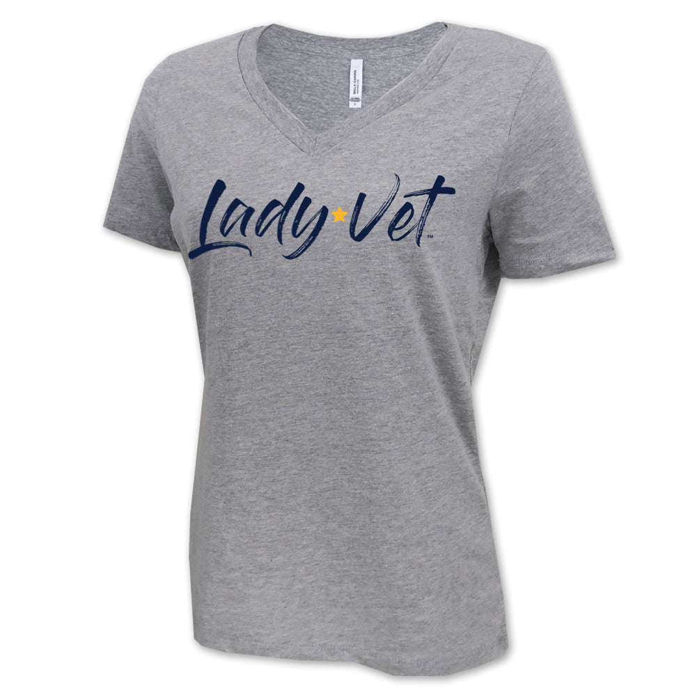 Navy Lady Vet Full Chest Logo V-Neck T-Shirt