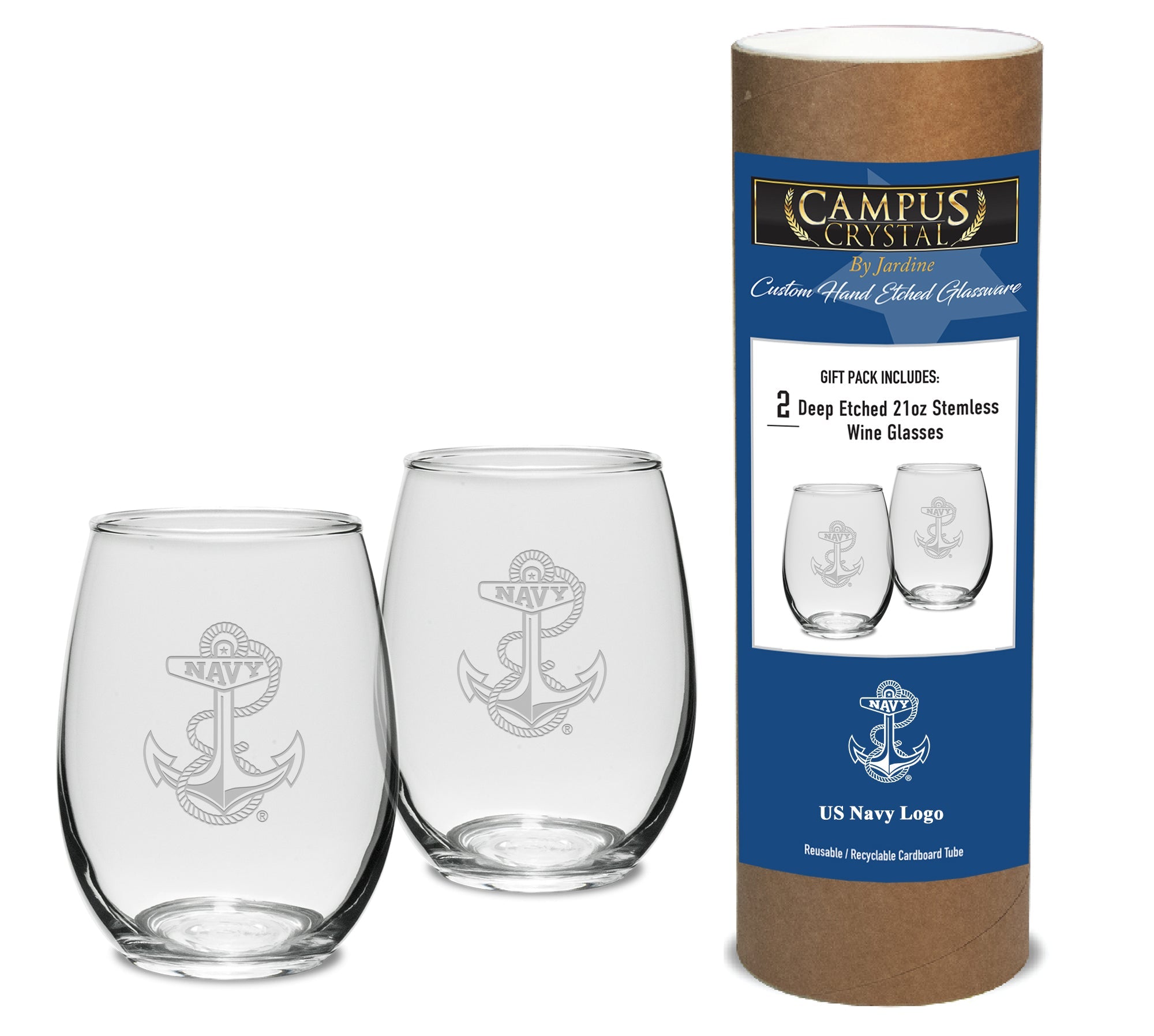 Custom Etched - 21 oz Stemless Wine Glass