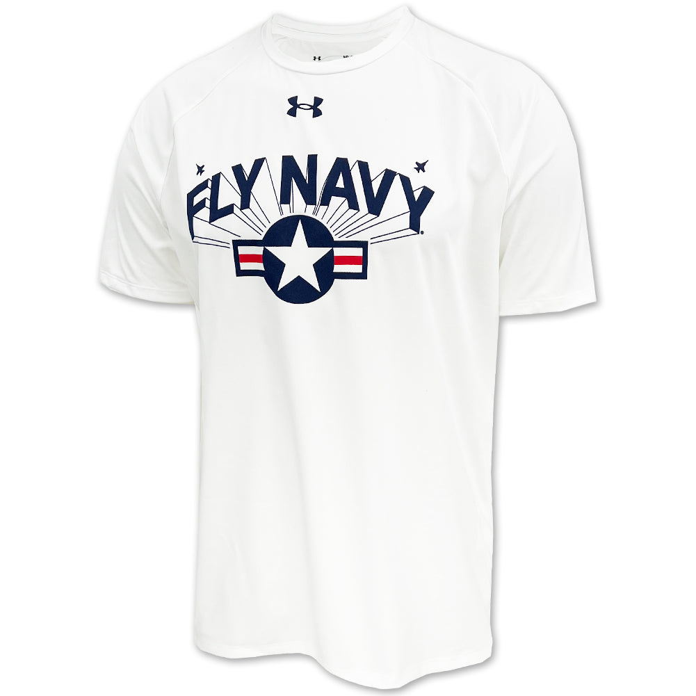 Navy Fly T-Shirt Under Navy Armour Tech (White)