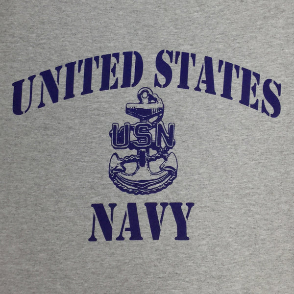 U.s. Navy T-shirts: Navy Anchor Logo T-shirt In Grey 