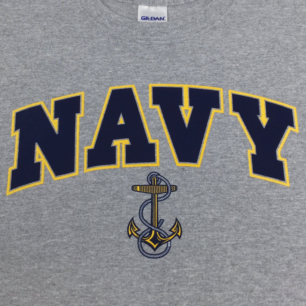 U.S. Navy Sweatshirts: Navy Arch Anchor Crewneck in Grey