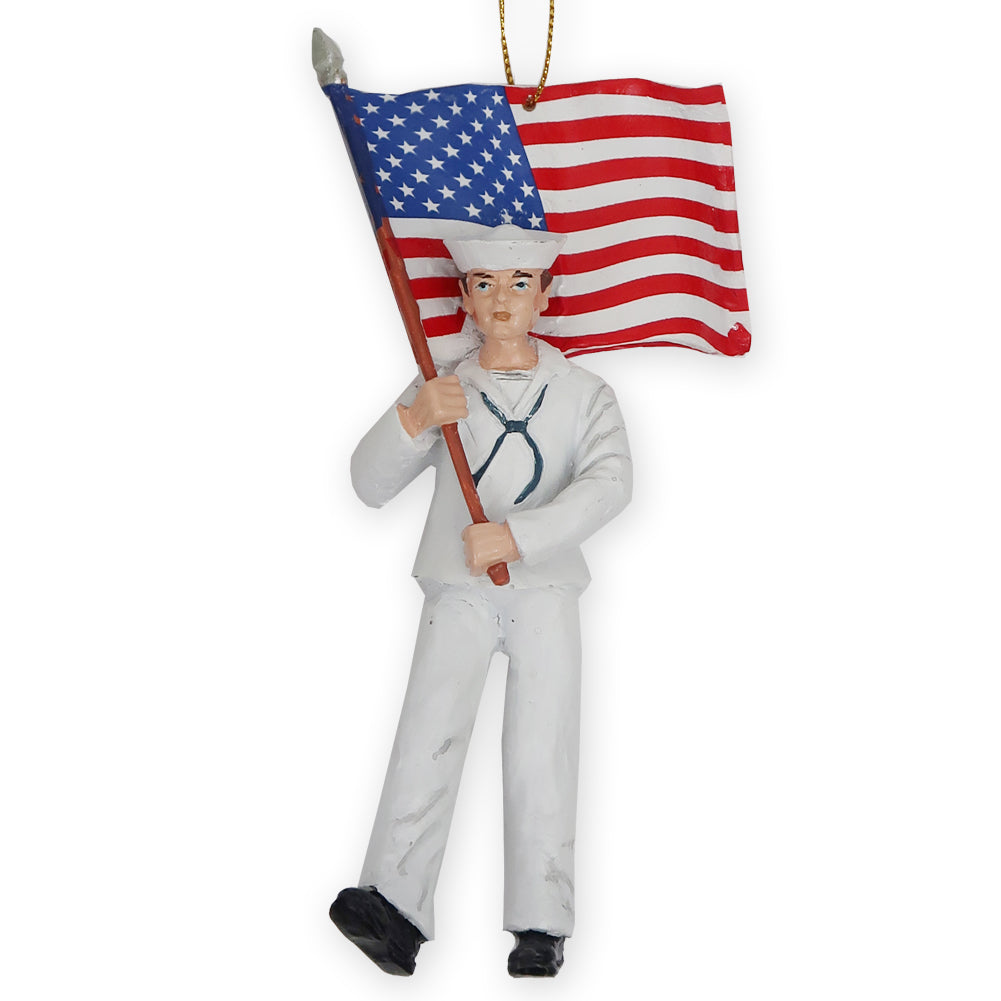 Navy Sailor With Flag Ornament